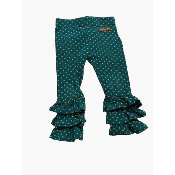 Matilda Jane Girls Community Garden Legging Size 12-18 months Green Polka Dot Ru - Picture 4 of 4